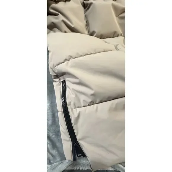 DKNY New York Women’s 2X Taupe Puffer Coat Faux Fur Hood Zip Front 2G 2TG - Picture 7 of 12